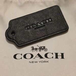 Coach Black Pebbled Leather Replacement Bag Hangtag Logo Charm Medium 2.25"